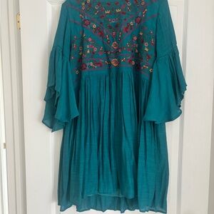 Teal Embroidered Boho Dress by Umgee